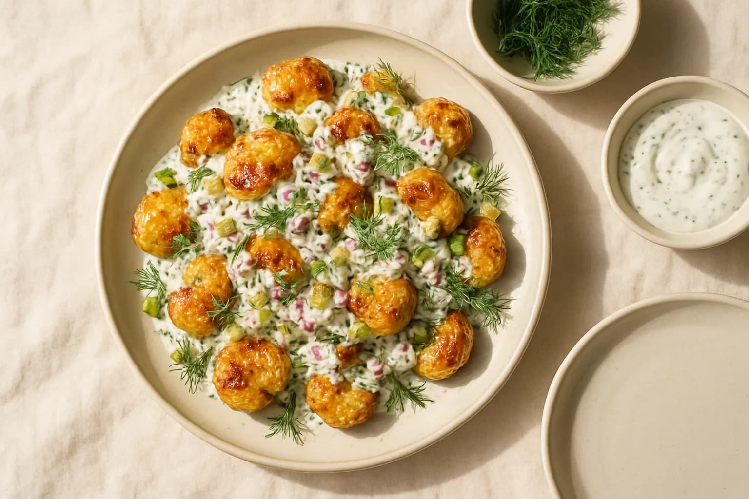 Crispy smashed potato salad