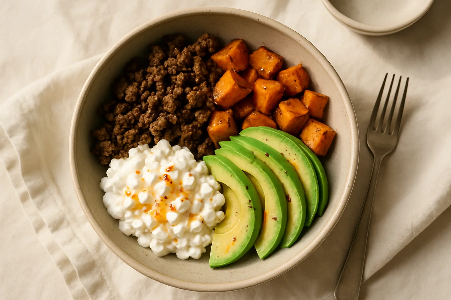 Hot honey beef & sweet potato bowl