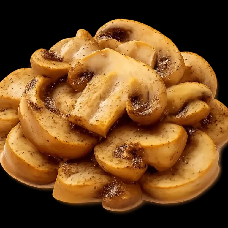 Cooked mushrooms with oil
