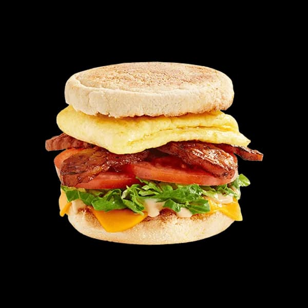 Tempeh Bacon and JUST Egg English Muffin (plain)