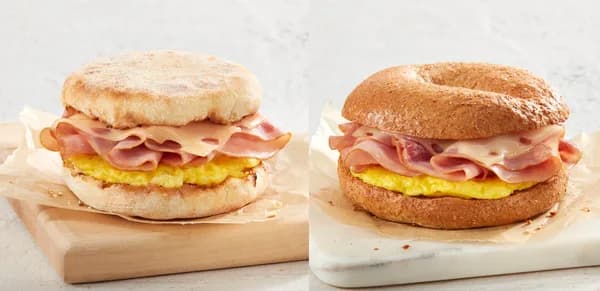 Bagel (on plain bagel) — ham, egg & swiss