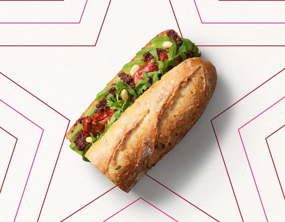 Avo, Olive & Toms Half Baguette