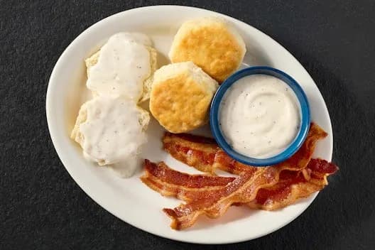 Biscuits N' Gravy with Bacon Or Sausage