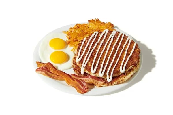 Cinnamon Roll Pancake Slam with Cream Cheese Icing