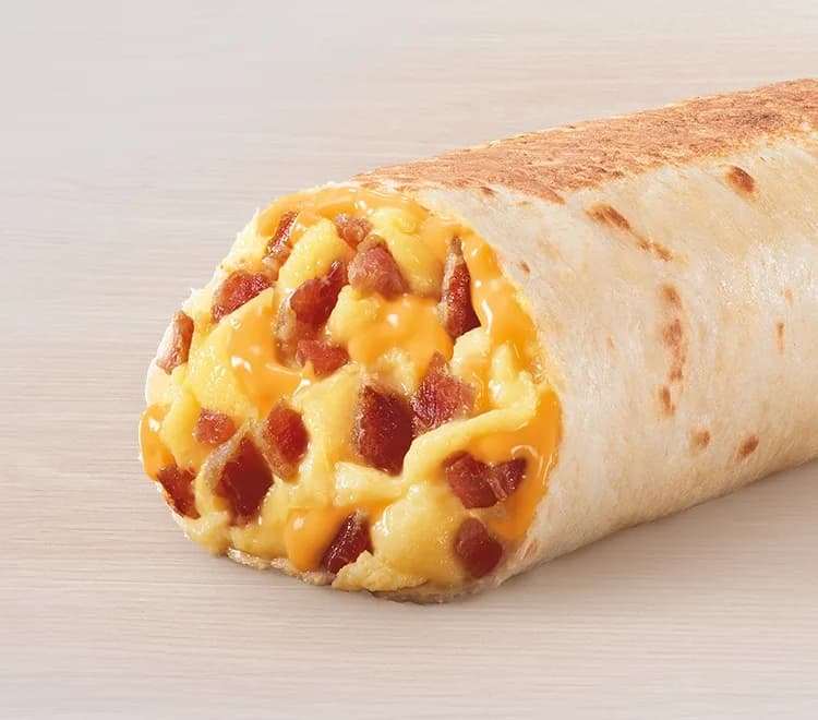 Cheesy Toasted Breakfast Burrito Bacon