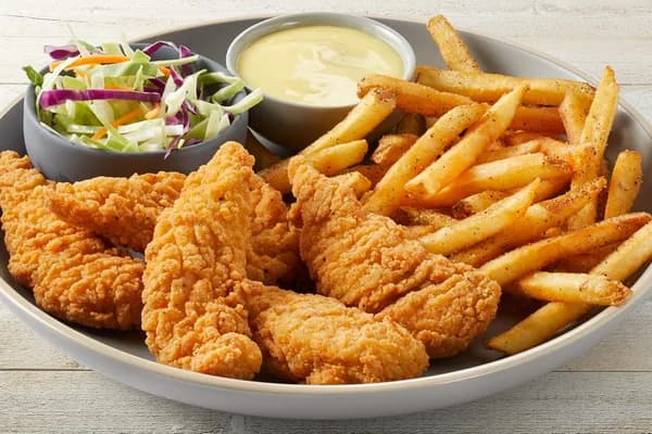 Crispy Chicken Fingers with Honey Mustard, Seasoned Fries & Coleslaw, 5 Count